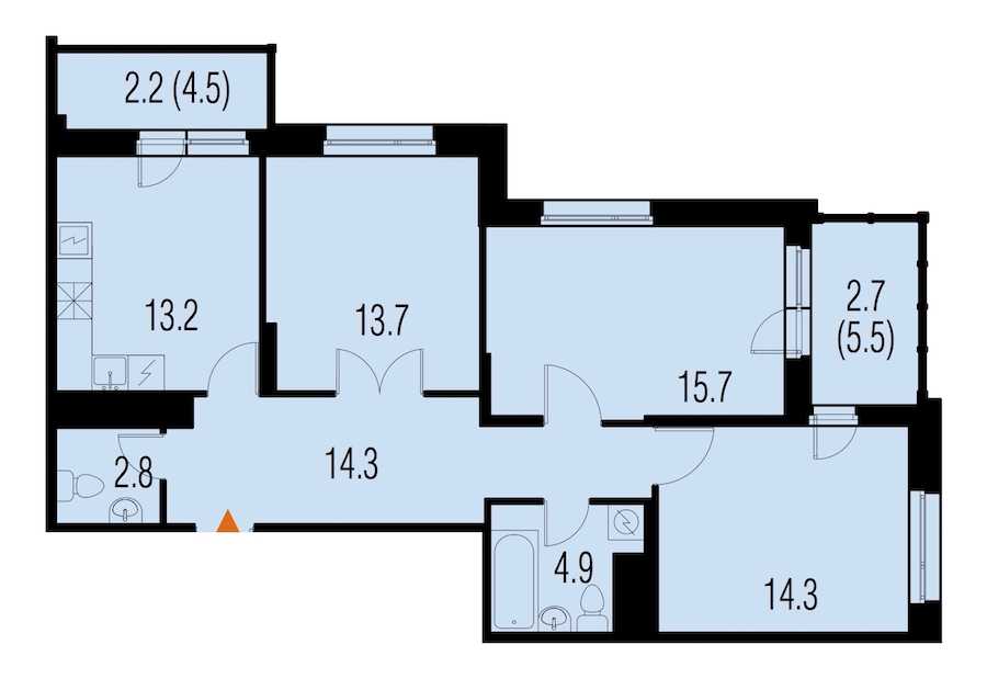 Трехкомнатная квартира в : площадь 83.9 м2 , этаж: 21 – купить в Санкт-Петербурге